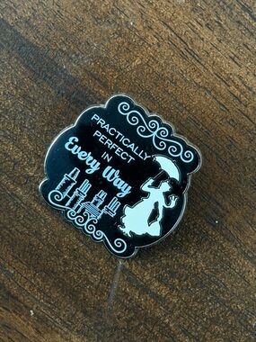 Mary Poppins - Black and White Enamel Pin - 'Practically Perfect'